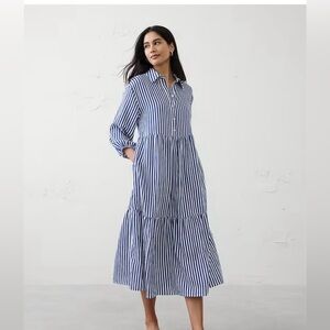 Viral Striped Blue & White Shirt Dress NWT
